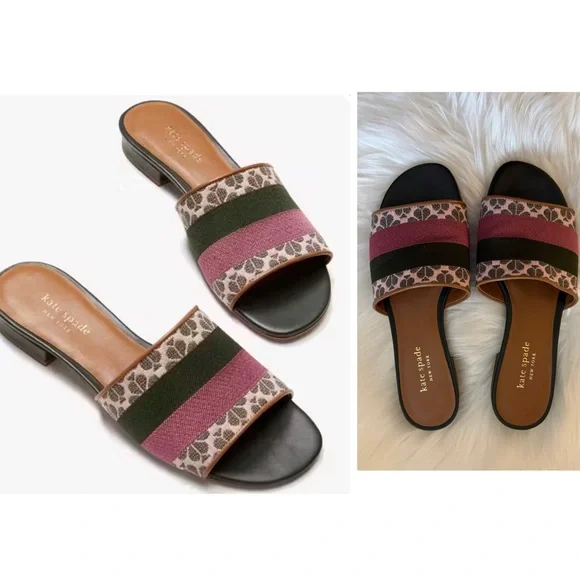 KATE SPADE Spade Flower Jacquard Leather Sandals - Picture 1 of 11